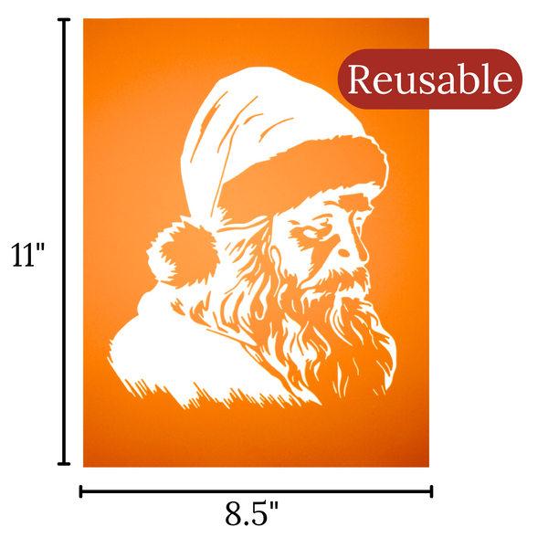Torch Paste Stencil | Detailed Santa Bust | Reusable Adhesive Mesh Stencil