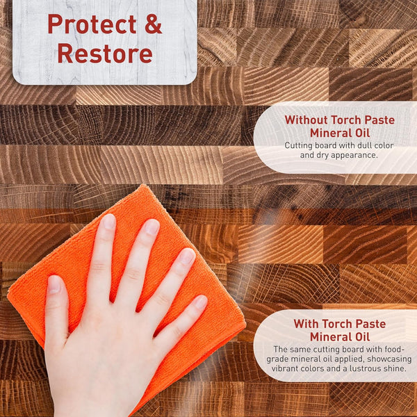 Torch Paste - Mineral Oil - Food Grade - Pure Conditioner for Cutting Boards, Charcuterie Boards - Kitchen Wood Utensils - 8 oz.