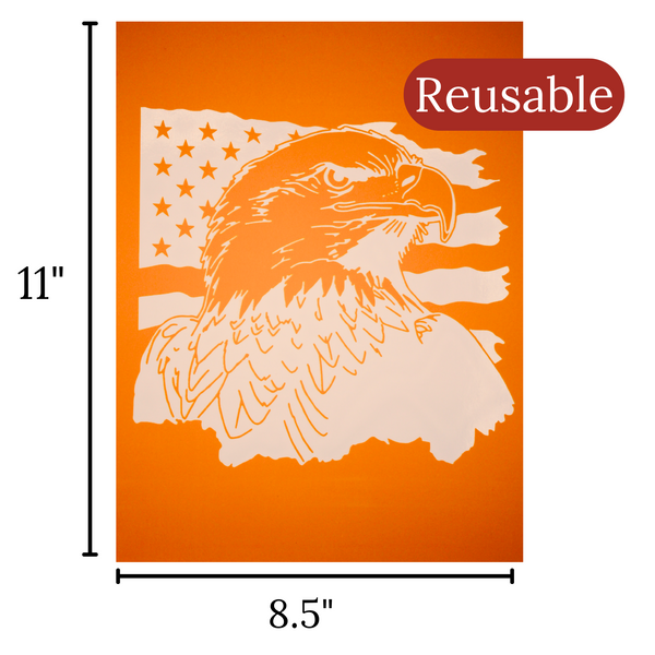 Torch Paste Stencil | Eagle & American Flag | Reusable Adhesive Mesh Stencil